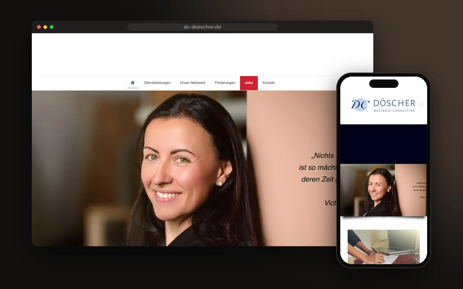 Webseite Döscher Business Consulting auf Laptop und Smartphone