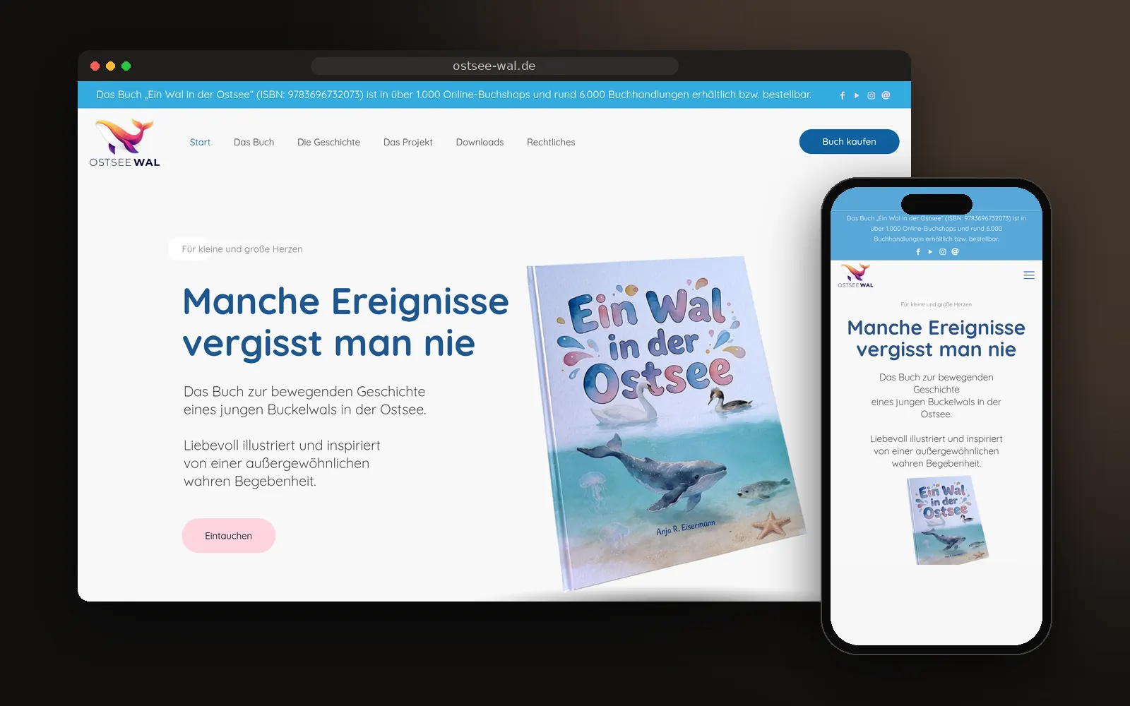 Webseite Ostsee-Wal auf Laptop und Smartphone