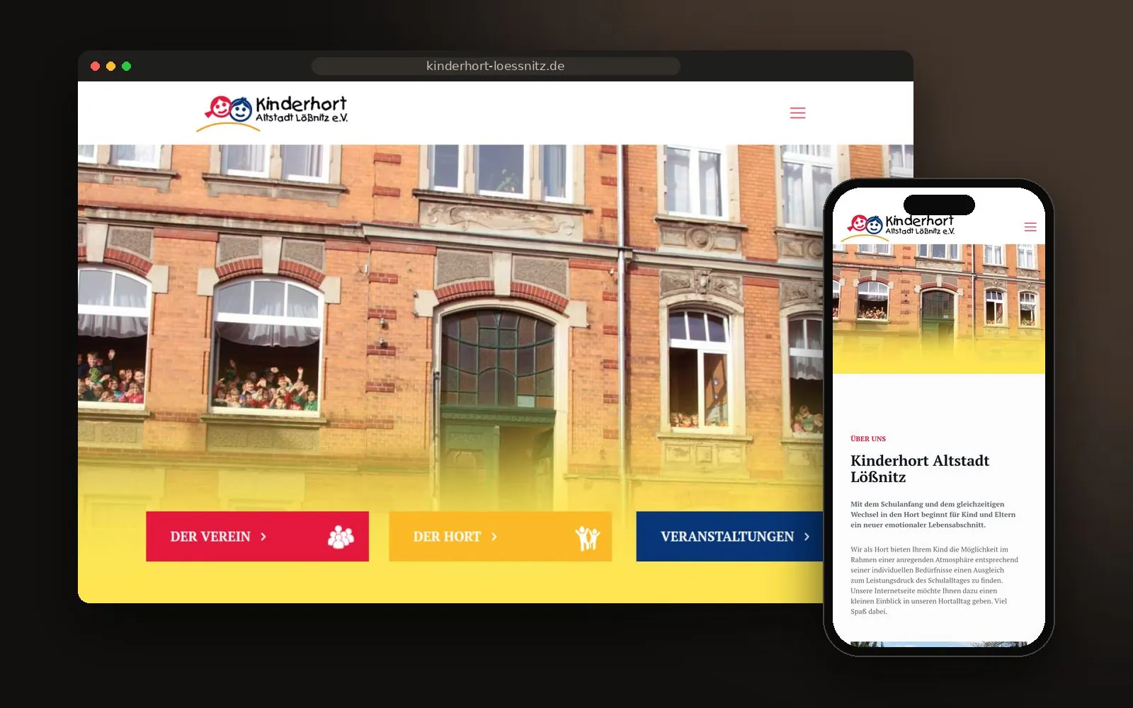 Webseite Kinderhort Altstadt auf Laptop und Smartphone