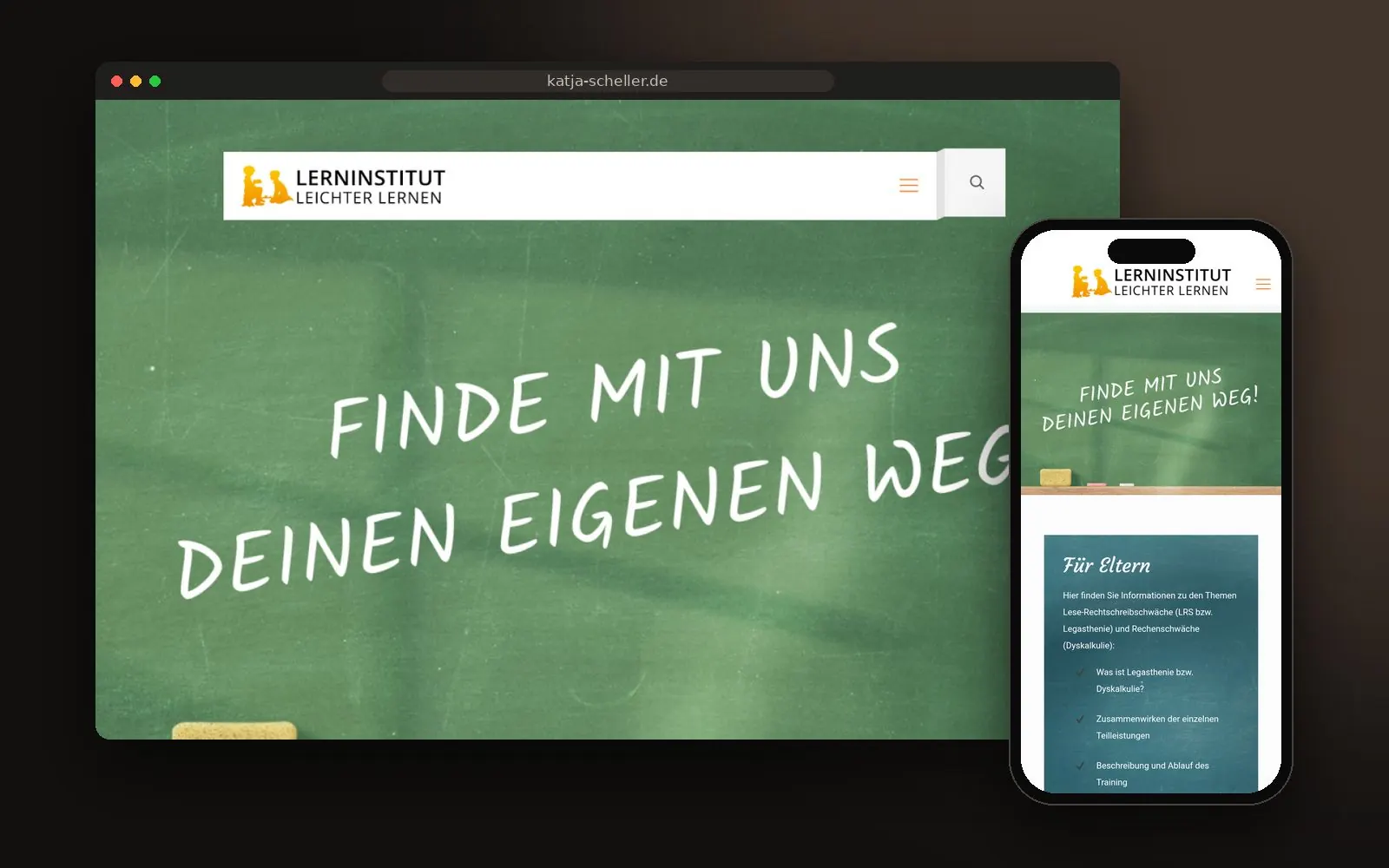 Webseite Leichter lernen auf Laptop und Smartphone