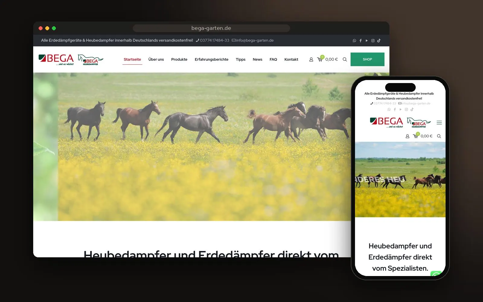 Webseite BEGA auf Laptop und Smartphone